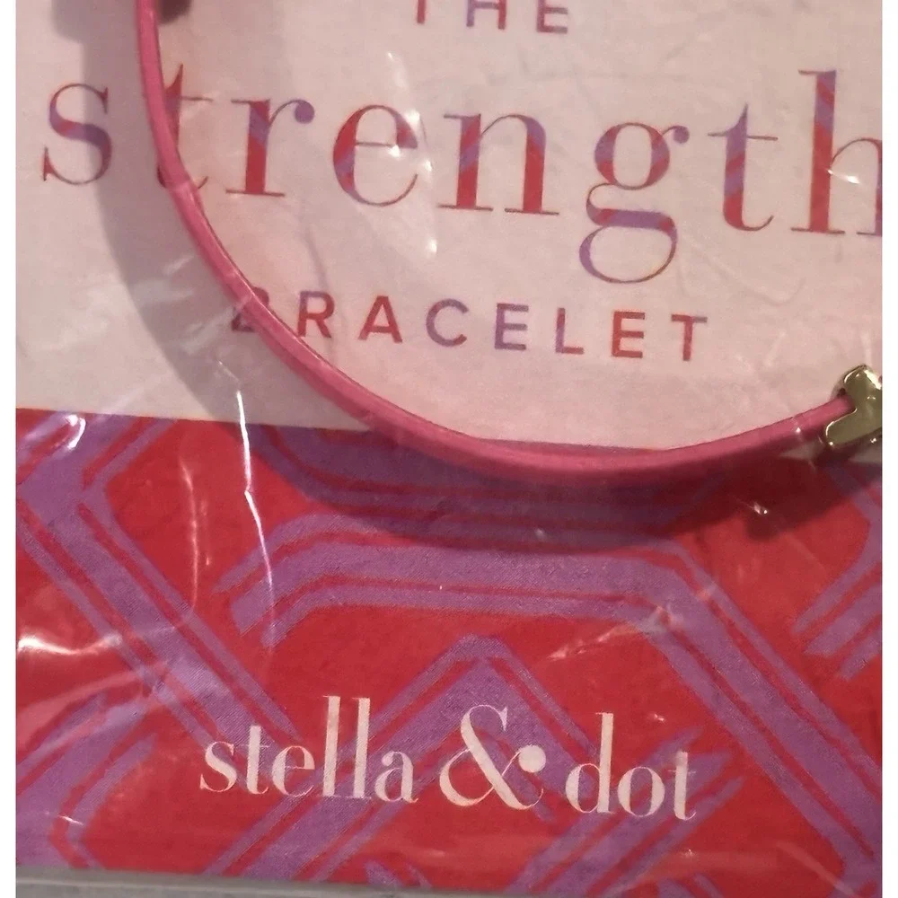 Stella &‎ Dot 2 Bracelets 1 Pink & 1 Tan Strength & Inspire Gold Toned New